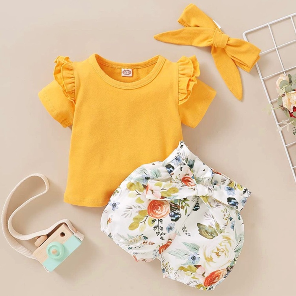Toddler girl short pant set (sunflower)